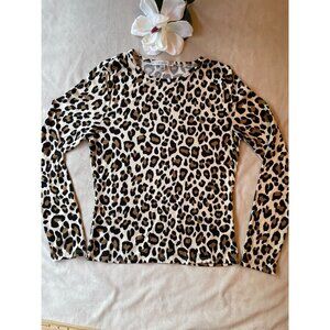Gaze Womens Leopard Print Long Sleeve Shirt Small Fall Trend